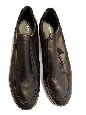 Geox Respira Women's Maurica Black Leather Wedge Zip-Up Loafers